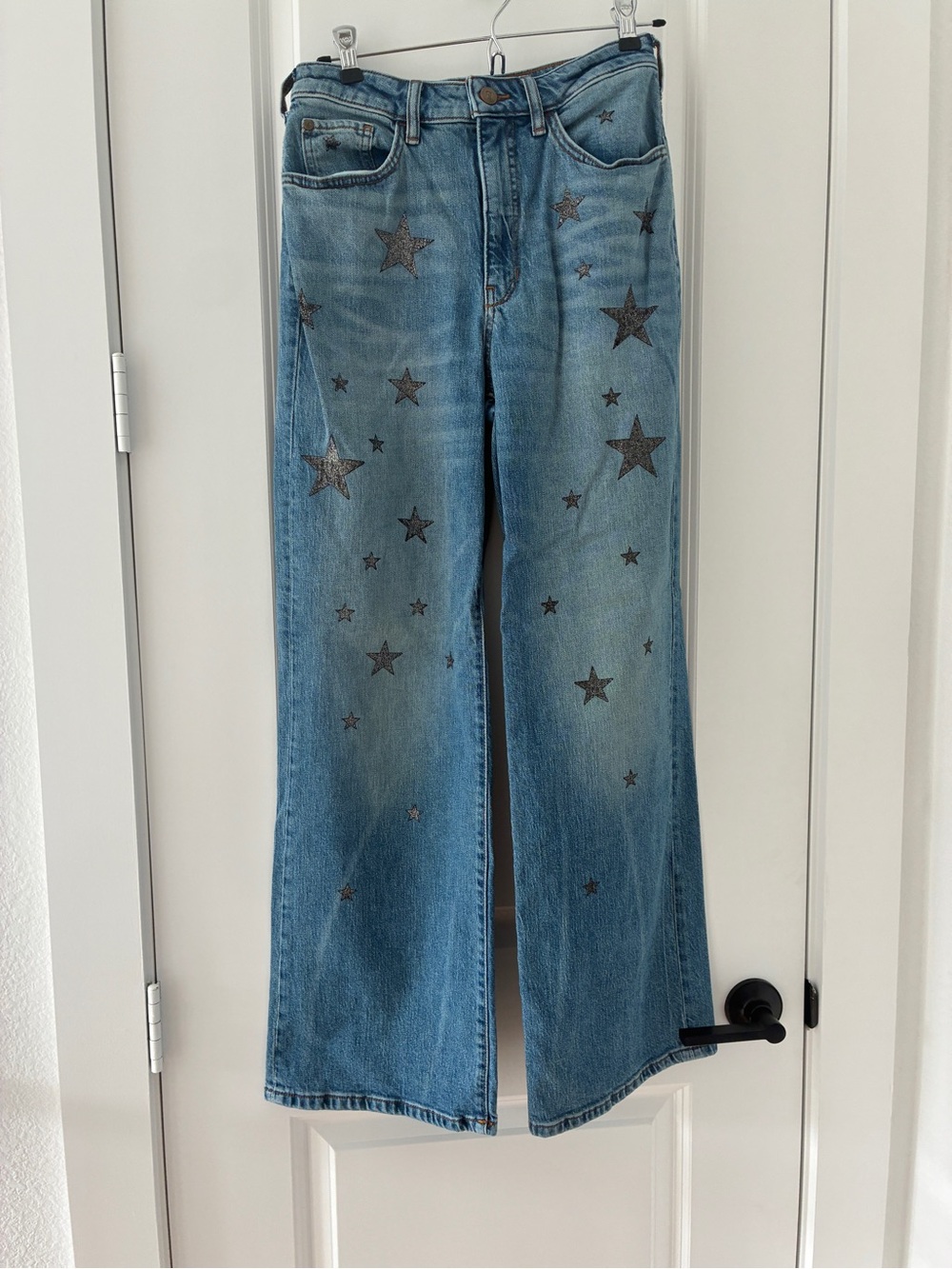 Blue Star-Print Wide Leg Jeans - Women